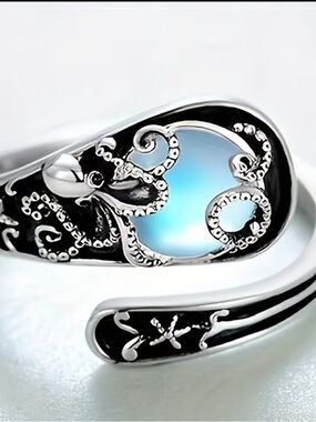 Octopus Moonstone Open Ring